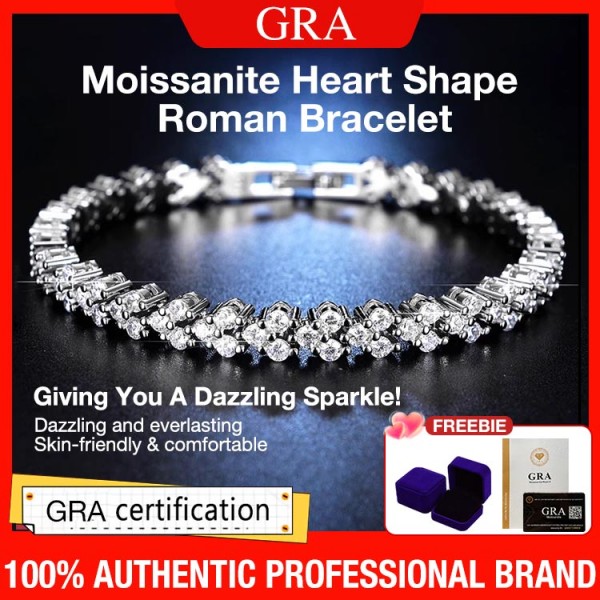 Moissanite Heart Shape Roman Bracelet..