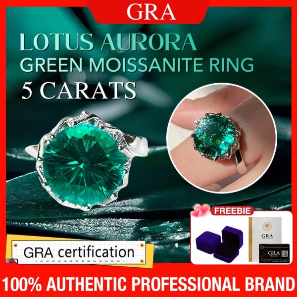 Lotus Aurora Green 5 carats Moissanite R..