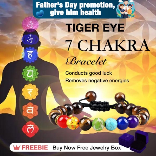 Tiger Eye 7 Chakra Healing Bracelet..
