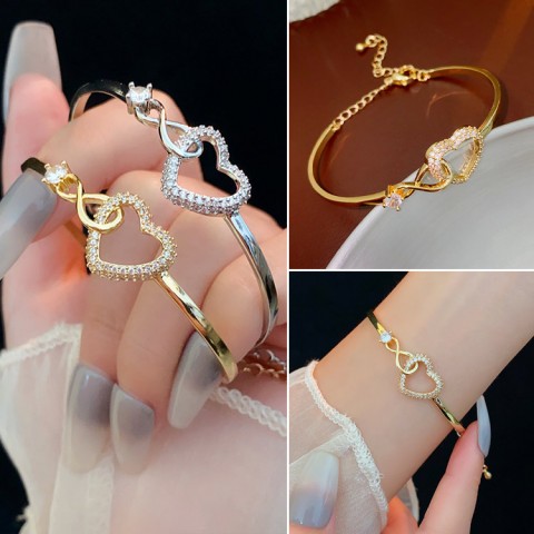 Zircon Heart Hollow Bracelet