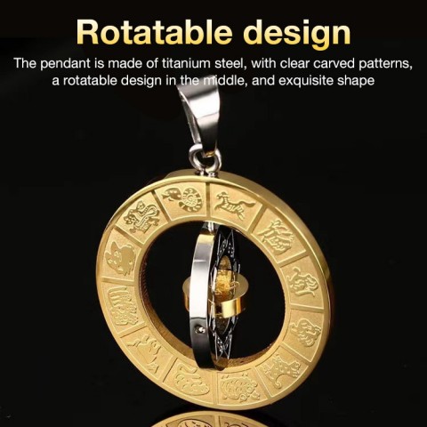 Titanium steel necklace with twelve Chinese zodiac signs