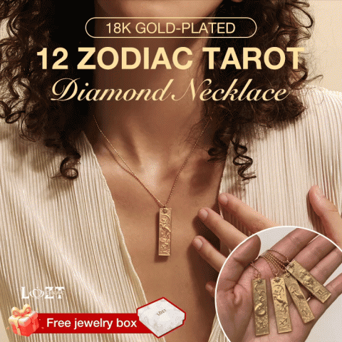 18k gold-plated 12 zodiac tarot diamond necklace
