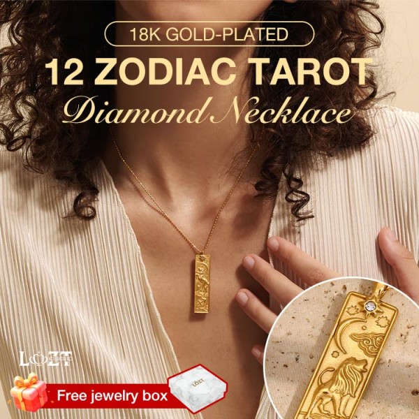 18k gold-plated 12 zodiac tarot diamond necklace