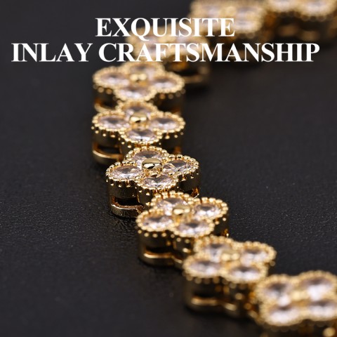 Four-leaf clover full diamond bracelet