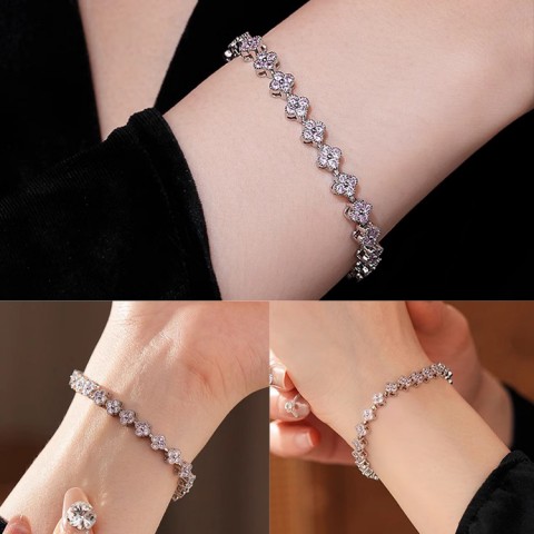 Four-leaf clover full diamond bracelet