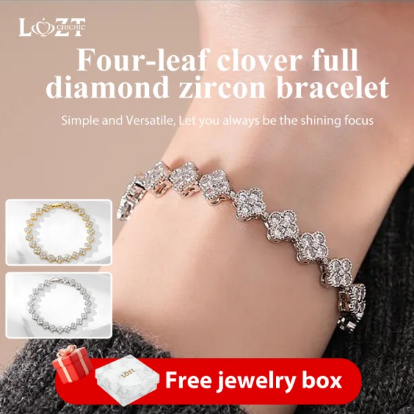 Four-leaf clover full diamond bracelet