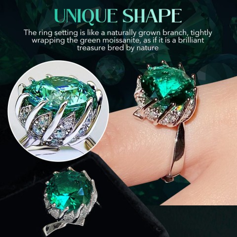 Lotus Aurora Green 5 carats Moissanite Ring