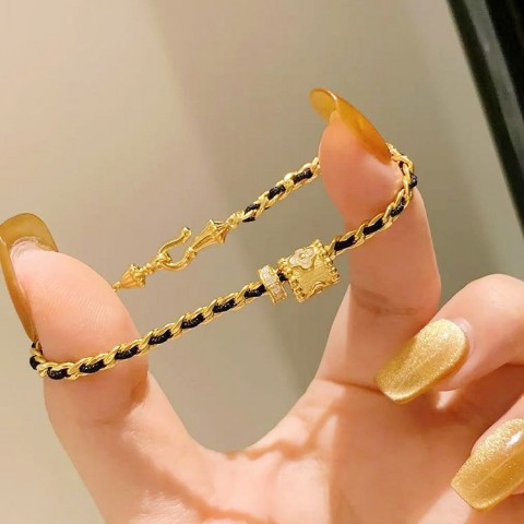 Small Waist Black Gold Braided Bracelet