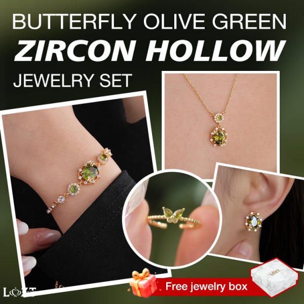 Butterfly Olive Green Zircon Hollow Jewe..