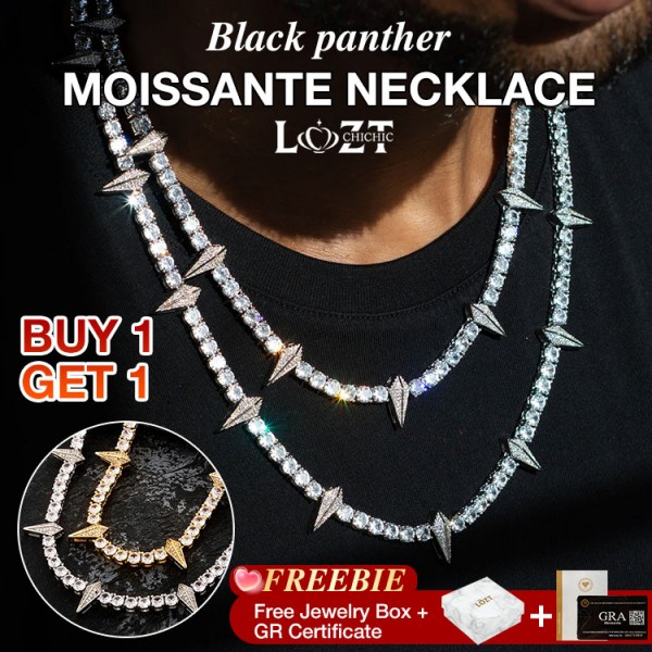Black panther moissante necklace