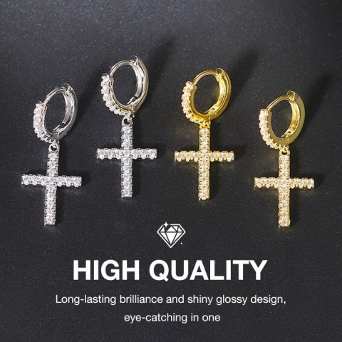 Cross Moissanite Earrings