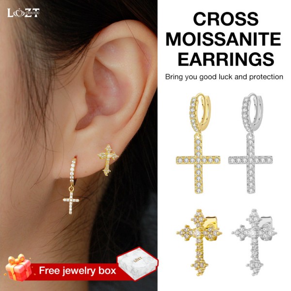 Cross Moissanite Earrings