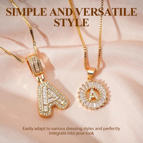 2pc 14k Diamond Letter Initial Necklaces