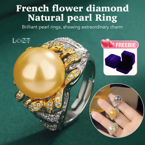French flower diamond Natural pearl Ring