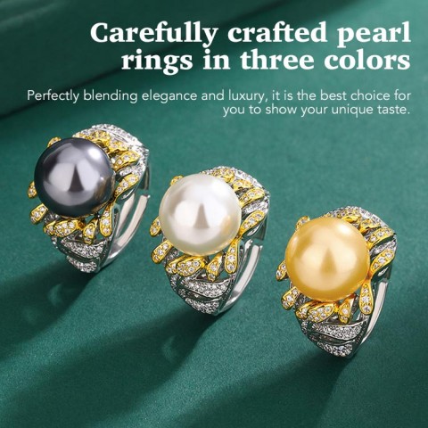 French flower diamond Natural pearl Ring