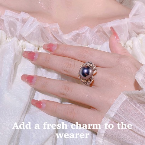 French flower diamond Natural pearl Ring