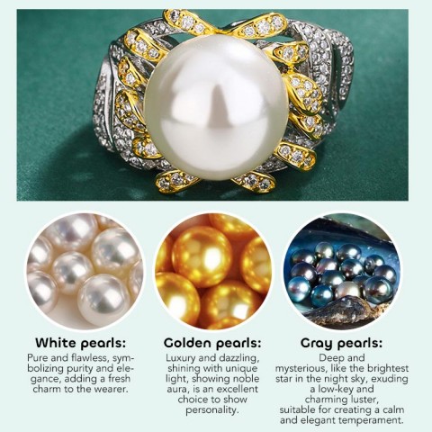 French flower diamond Natural pearl Ring