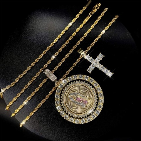 Full Diamond Cross St. Jude Necklace