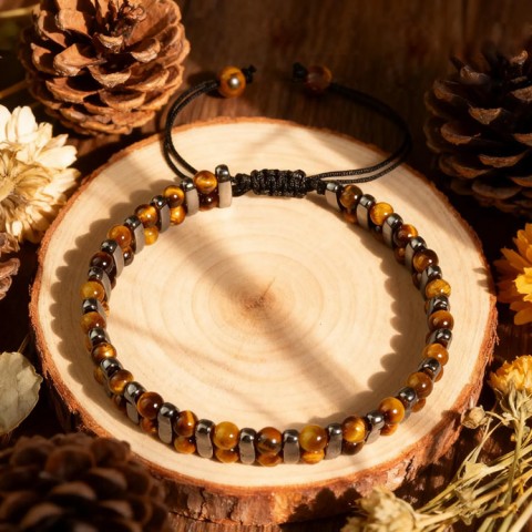 Double-row Natural Tiger Eye Stone Bracelet