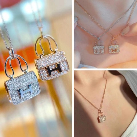 Fully diamond Zircon bag Necklace