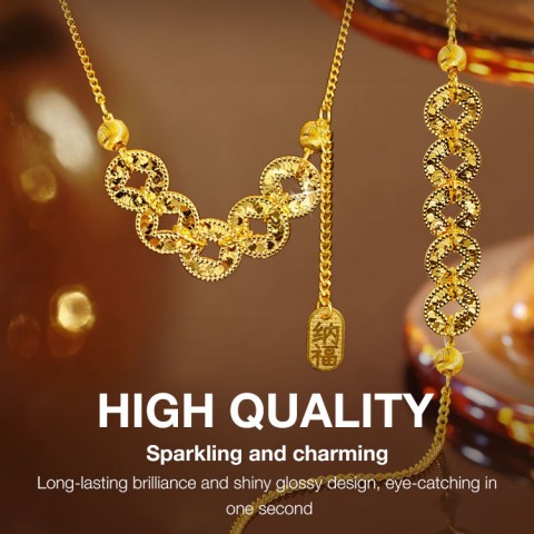 Five Emperors Coins Retro Flashing Light Luxury Bracelet Necklace Set