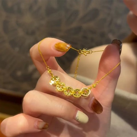 Five Emperors Coins Retro Flashing Light Luxury Bracelet Necklace Set