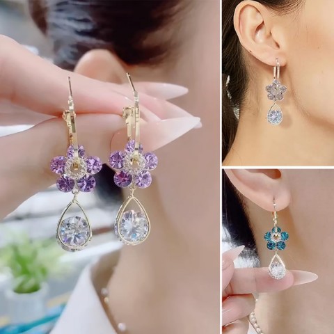 Fashion Flower Crystal Earrings