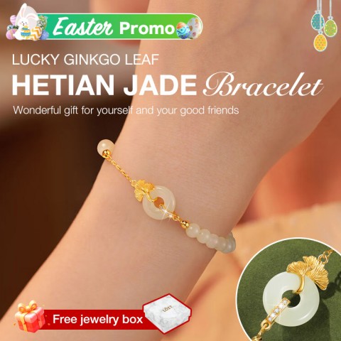 Lucky Ginkgo Leaf Hetian Jade Bracelet