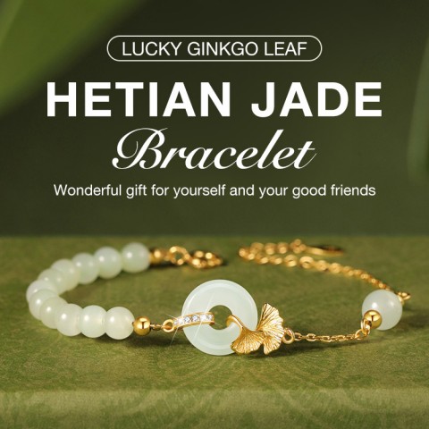 Lucky Ginkgo Leaf Hetian Jade Bracelet