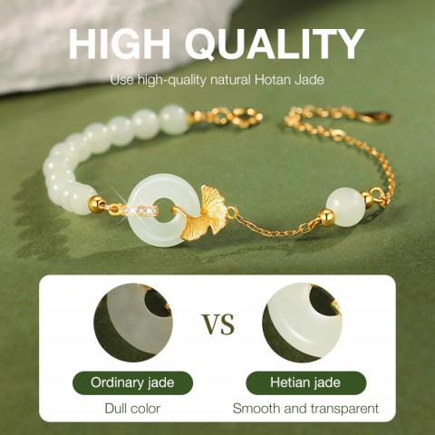 Lucky Ginkgo Leaf Hetian Jade Bracelet