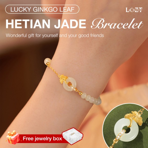Lucky Ginkgo Leaf Hetian Jade Bracelet