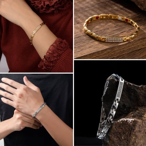 Germanium magnetic therapy diamond bracelet