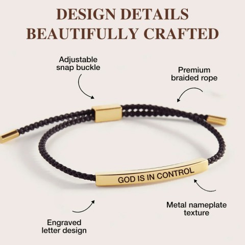 Inspirational GOD IS IN CONTROL Braided Bracelet