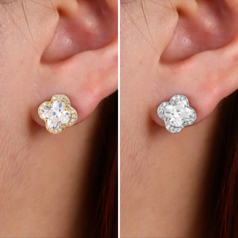 Lucky Clover Moissanite Earrings