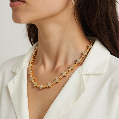 Moissanite Cross Flower Bracelet