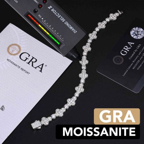 Moissanite Cross Flower Bracelet