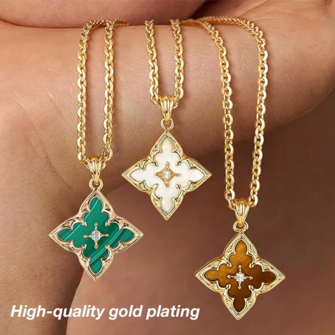 Moissanite Clover Cross Necklace