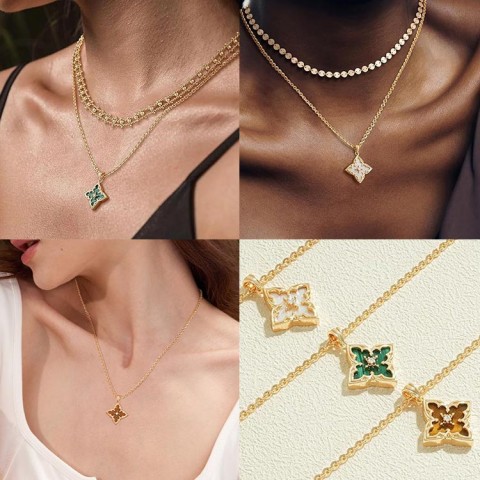 Moissanite Clover Cross Necklace