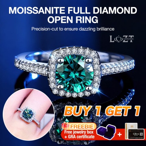 Moissanite full diamond open ring