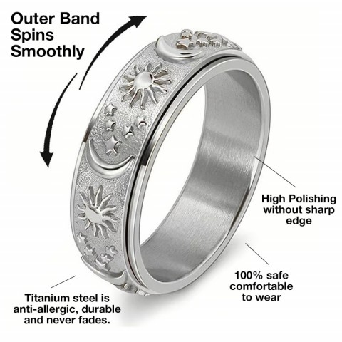 Moon Star Sun Spinner Ring