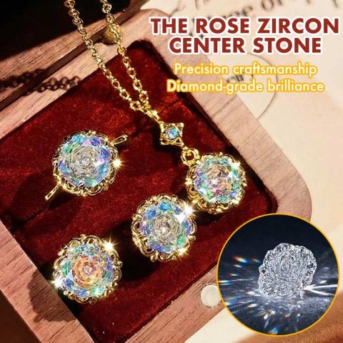 Fashionable and light luxury octagonal rose cut necklace set