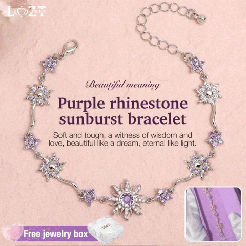 Purple rhinestone sunburst bracelet