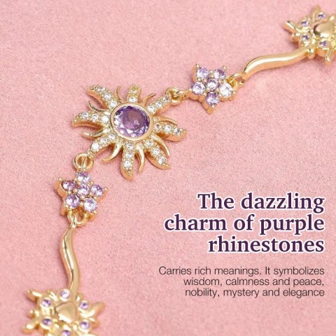 Purple rhinestone sunburst bracelet