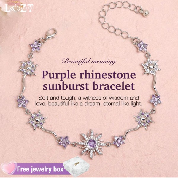 Purple rhinestone sunburst bracelet
