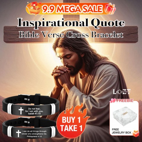 Inspirational Quote Bible Verse Cross Bracelet