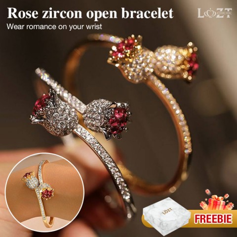 Rose zircon open bracelet
