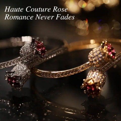 Rose zircon open bracelet