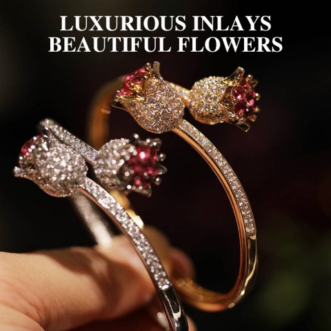 Rose zircon open bracelet