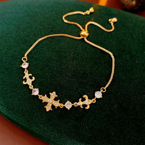 Snowflake Cross Adjustable  Sparkle Bracelets Set