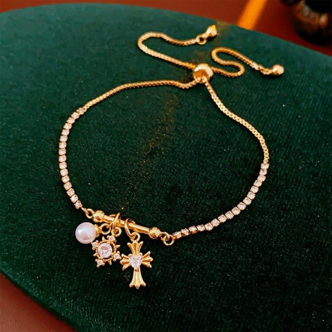 Snowflake Cross Adjustable  Sparkle Bracelets Set